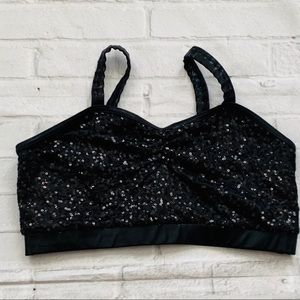 Balera Womens Sequin Black Bra Size Large